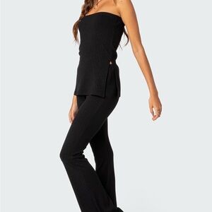 Edikted Black Ribbed Tube Top